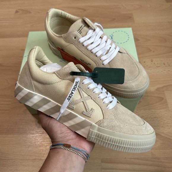 Off-White Other - Size 9 - Off-White Arrows Vulc Green Tag Low Tan Suede Canvas sneakers Vans Rare